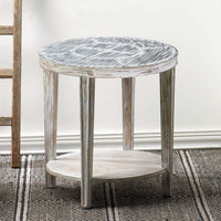 Thumbnail for Seward Distressed Round Wood Side Table - The Fox Decor