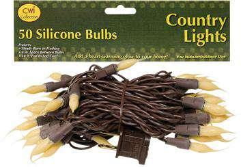 Silicone Lights, Brown Cord, 50ct Light Strands CWI+ 