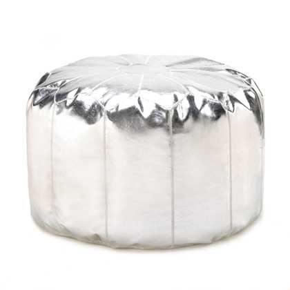 Silver Ottoman Pouf - The Fox Decor