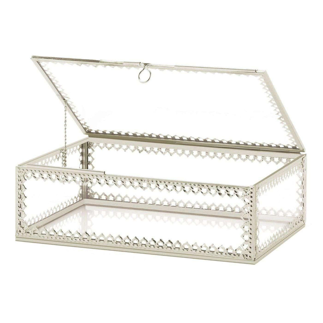 Silver Trim Glass Box - The Fox Decor