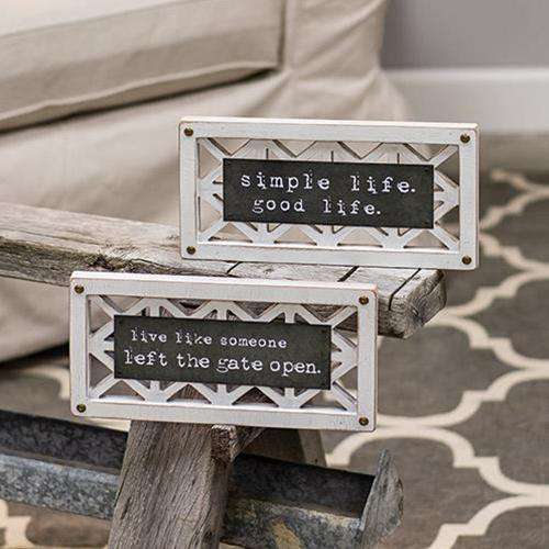 Simple Life Lattice Sign, 2 Asst. Pictures & Signs CWI+ 