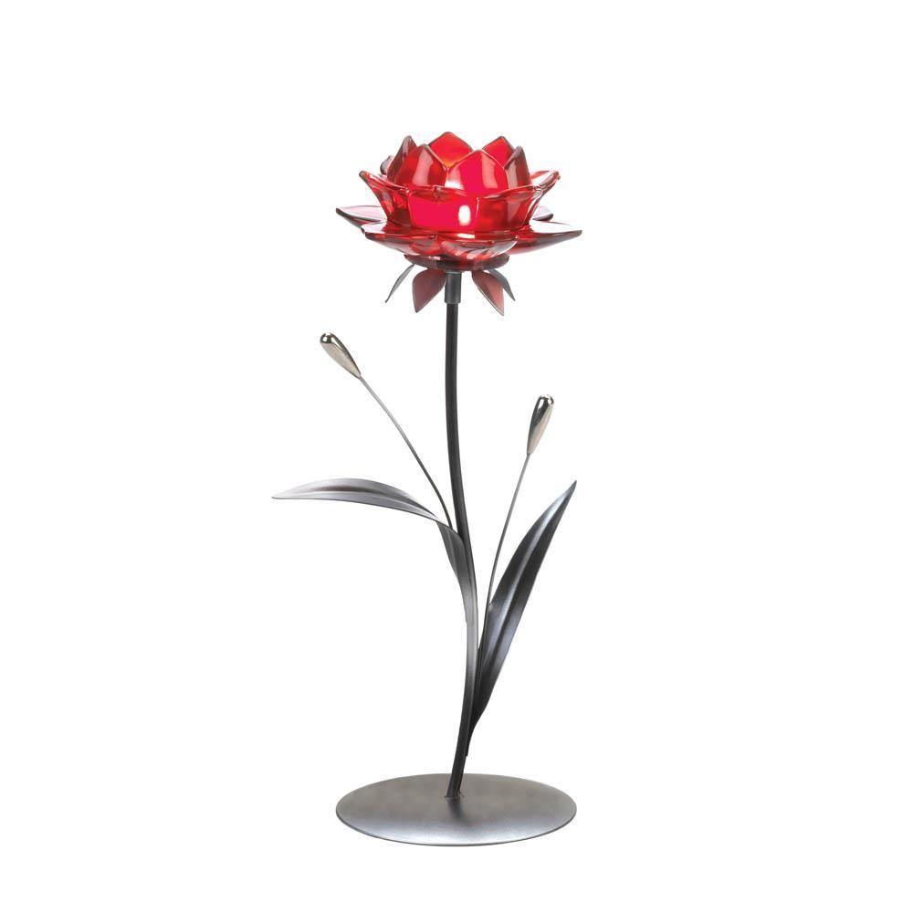 Single Red Flower Candle Holder - The Fox Decor