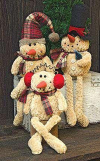 Thumbnail for Set of 3 Sitting Chenille Snowman - The Fox Decor