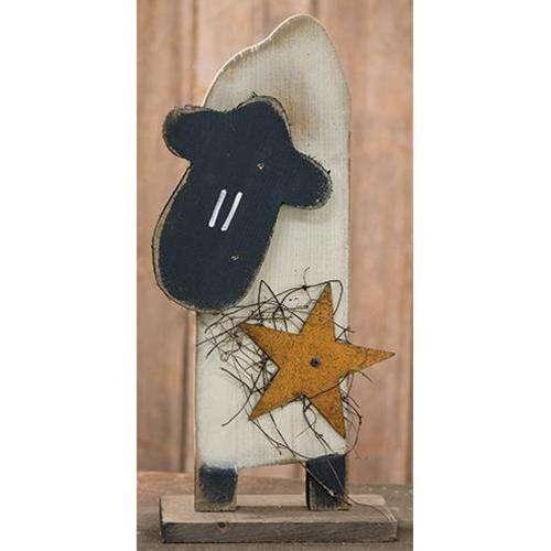 Skinny Sheep w/Metal Star on Base - The Fox Decor