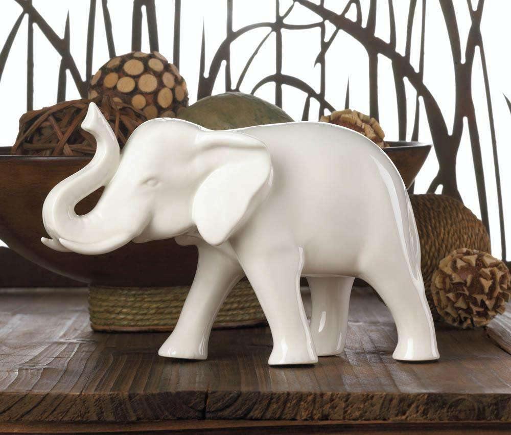 Sleek White Elephant Figurine - The Fox Decor