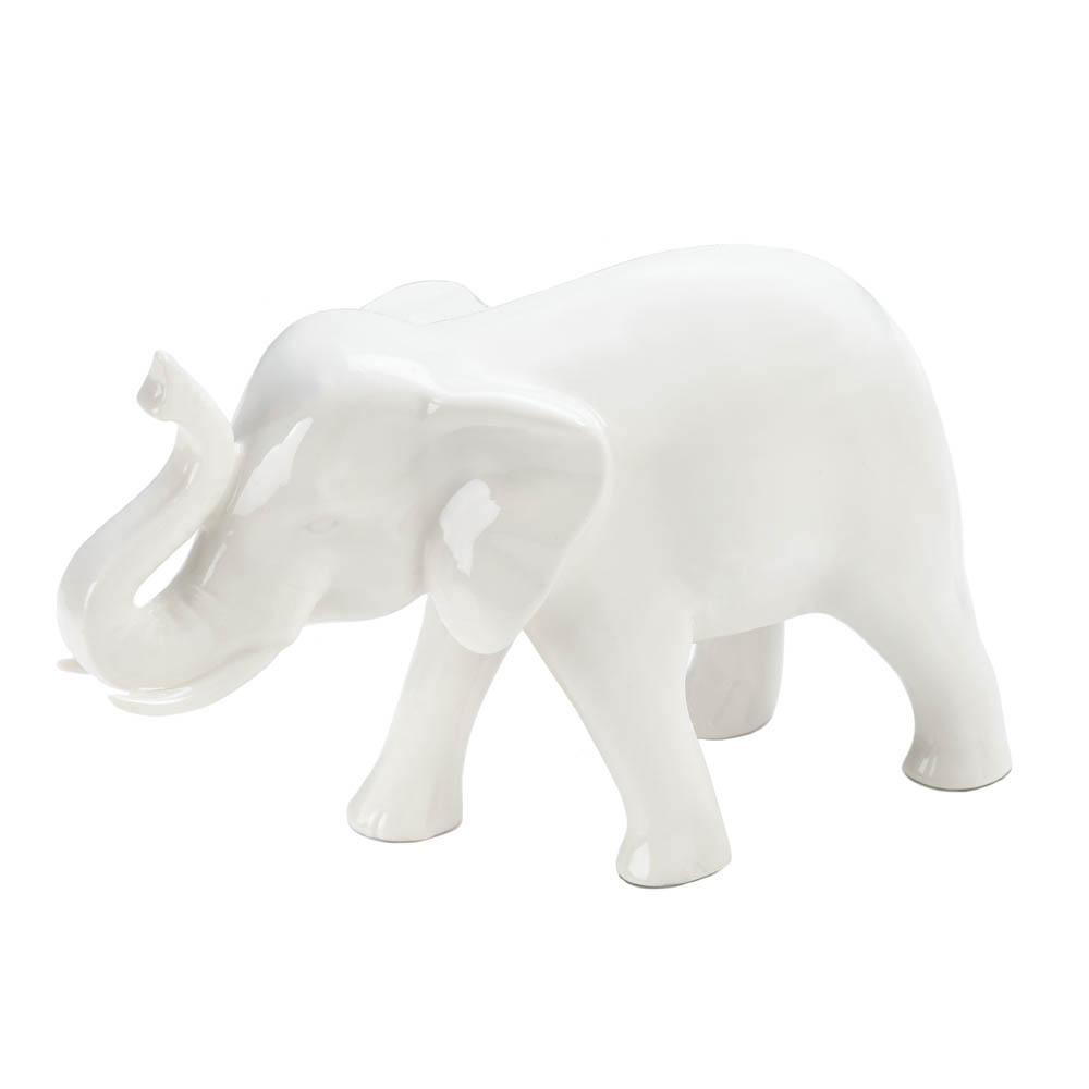 Sleek White Elephant Figurine - The Fox Decor