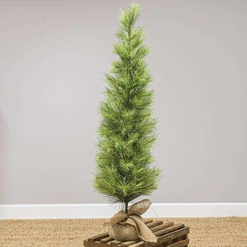 Slim Long Needle Pine Tree w/Burlap Base, 4 ft. Artificial Trees & Greenery CWI Gifts 