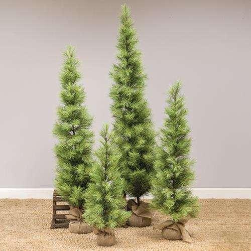 Slim Long Needle Pine Tree w/Burlap Base, 4 ft. Artificial Trees & Greenery CWI Gifts 