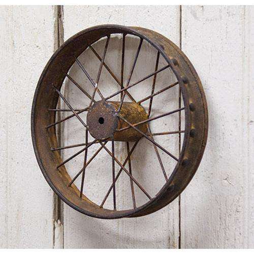 Small Antiqued Bike Wheel Metal Wall Decor CWI+ 