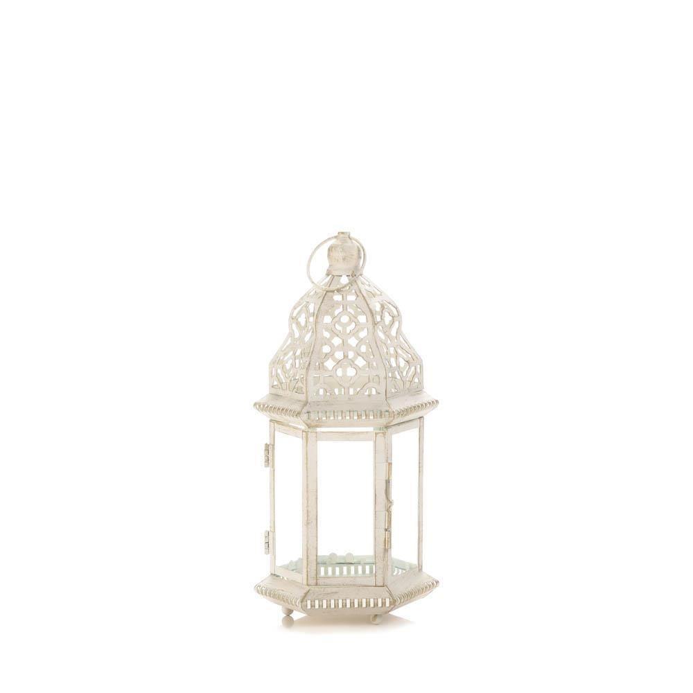 Small Distressed White Lantern - The Fox Decor