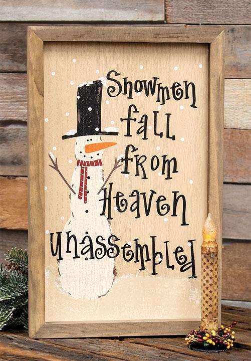 Snowmen Fall From Heaven Sign Fall Decor CWI Gifts 