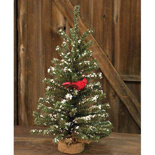 Snowy German Twig Tree w/Cardinal, 24" - The Fox Decor