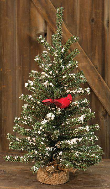 Snowy German Twig Tree w/Cardinal, 24" - The Fox Decor