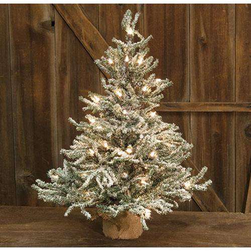 Snowy Lit Pine Tree, 24" - The Fox Decor