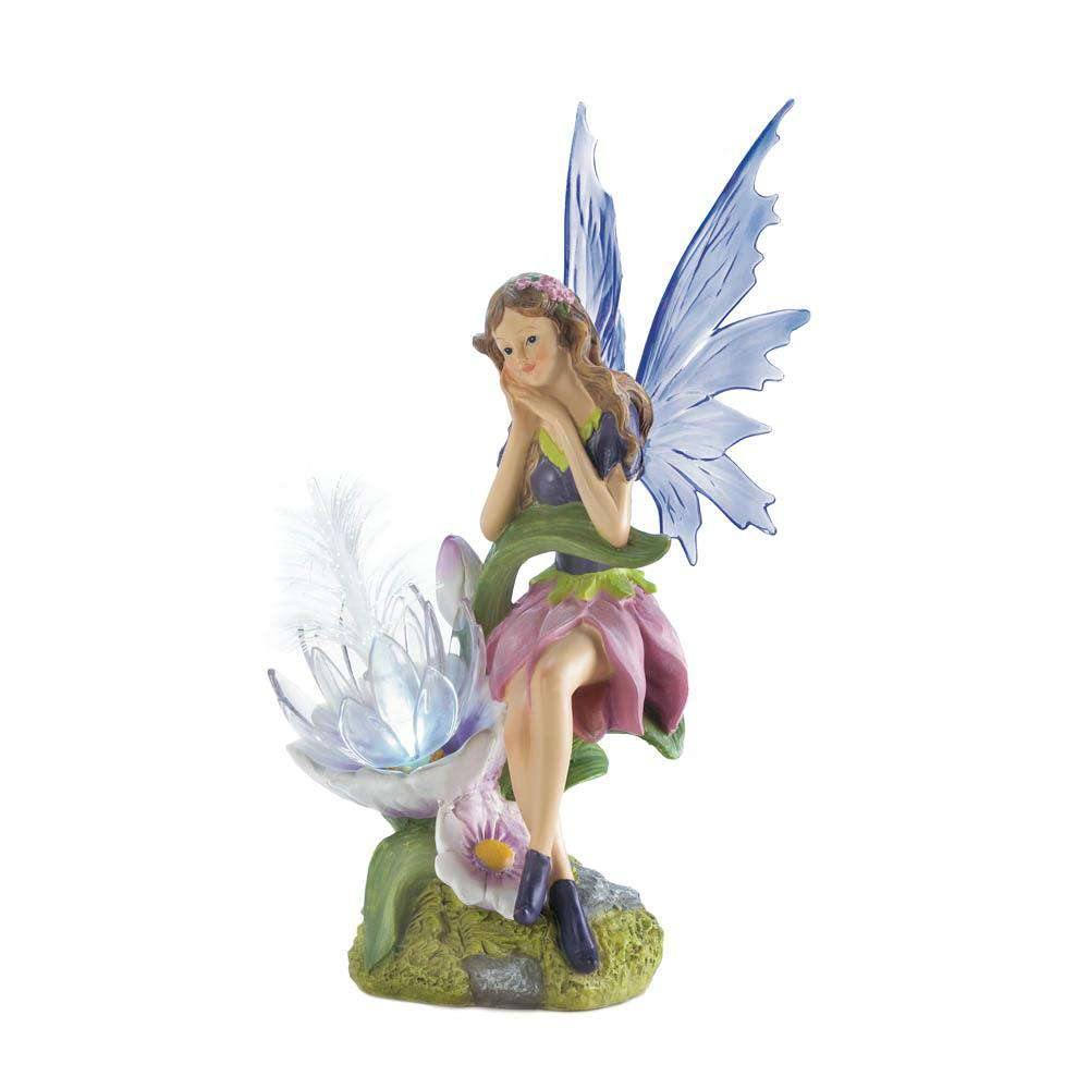 Solar Fairy With Flower Statue - The Fox Decor
