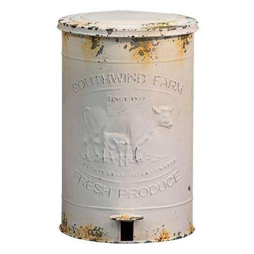 Southwind Farm Metal Trash Bin Farmhouse Decor CWI+ 