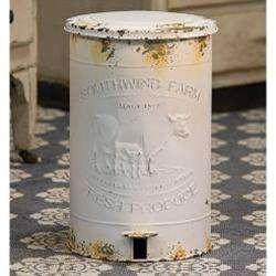 Southwind Farm Metal Trash Bin Farmhouse Decor CWI+ 