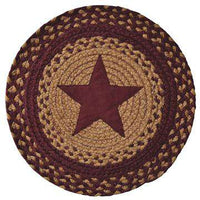 Thumbnail for Star Braided Table Mat Burgundy Country Decor CWI Gifts 