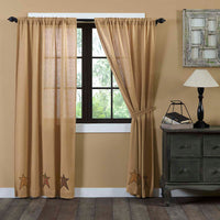 Thumbnail for Stratton Burlap Applique Star Panel Country Curtain Set of 2 84