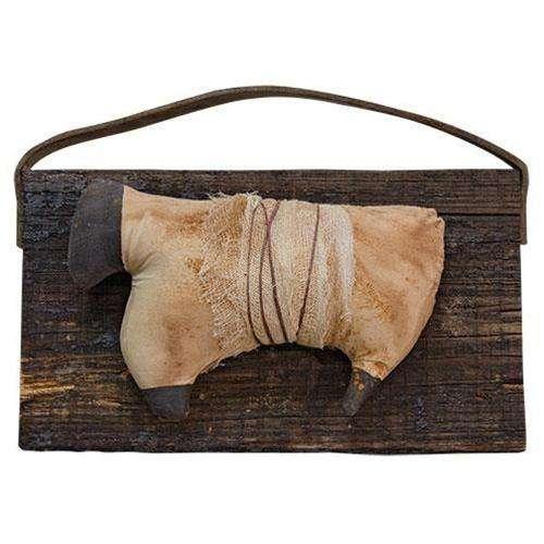 Stuffed Sheep on Board Farmhouse Decor CWI+ 