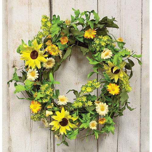 Sunflower & Twig Wreath, 24" Spring CWI+ 