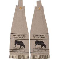 Thumbnail for Sawyer Mill Charcoal Cow Button Loop Kitchen Towel Set of 2 VHC Brands - The Fox Decor
