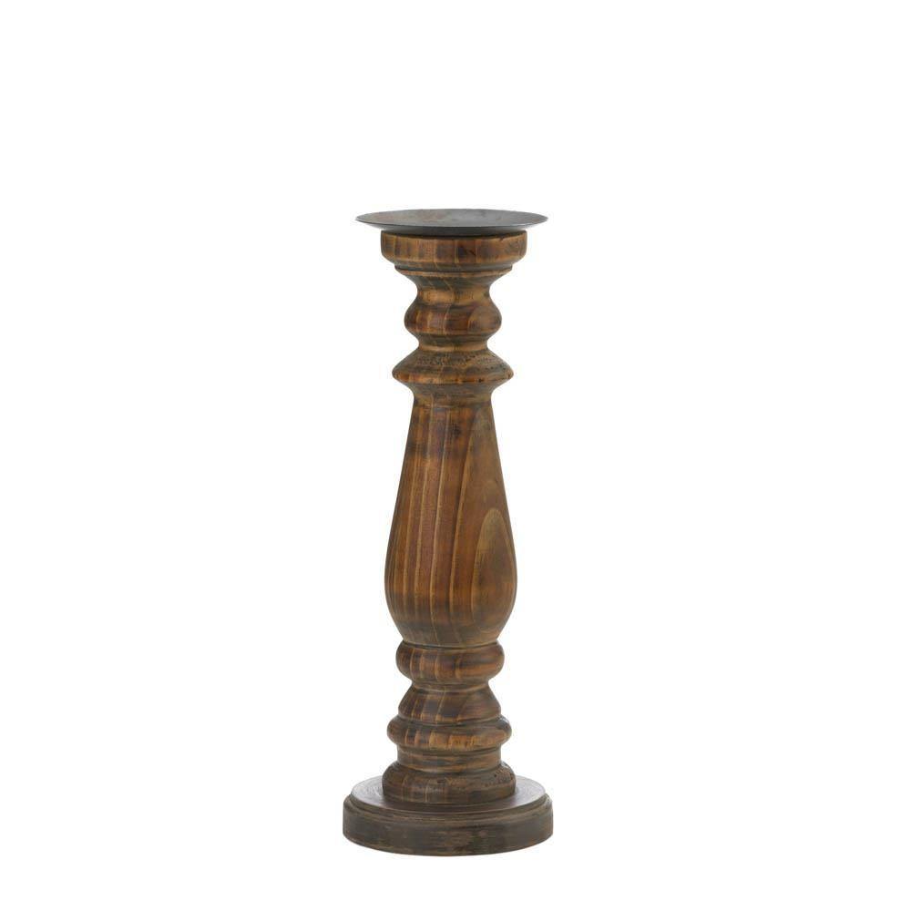 Tall Antique-Style Wooden Candle Holder - The Fox Decor