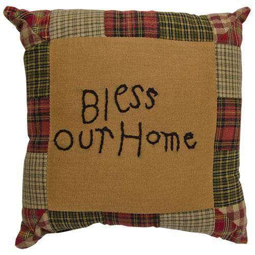 Tea Cabin Bless Our Home Primitive Pillow 10x10 pillows CWI Gifts 