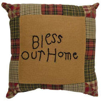 Tea Cabin Bless Our Home Primitive Pillow 10x10 - The Fox Decor