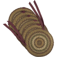 Thumbnail for Tea Cabin Braided Jute Chair Pad Set of 6 Green, Crimson, Creme - The Fox Decor