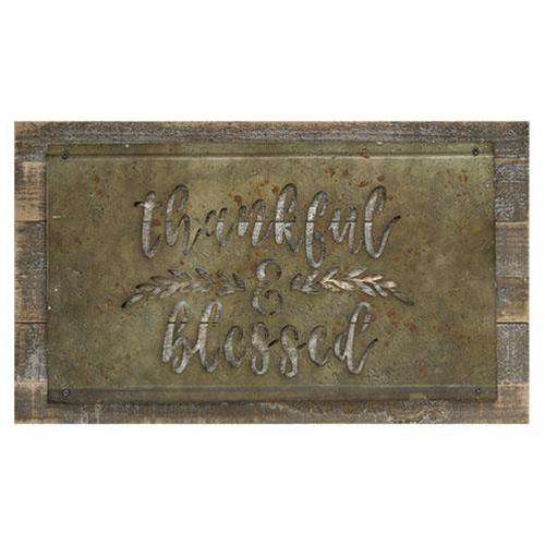 *Thankful and Blessed Rustic Wood and Metal Sign Metal Signs CWI+ 