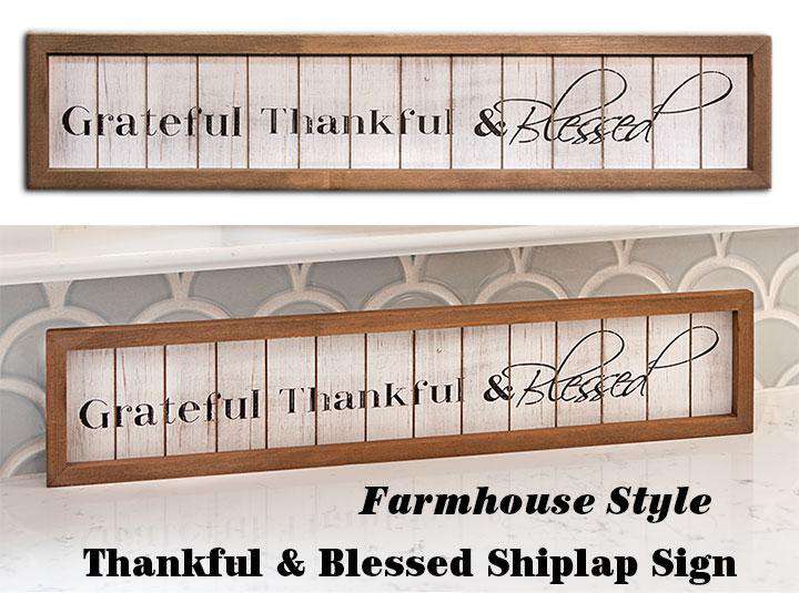 Thankful & Blessed Framed Shiplap Pictures & Signs CWI+ 