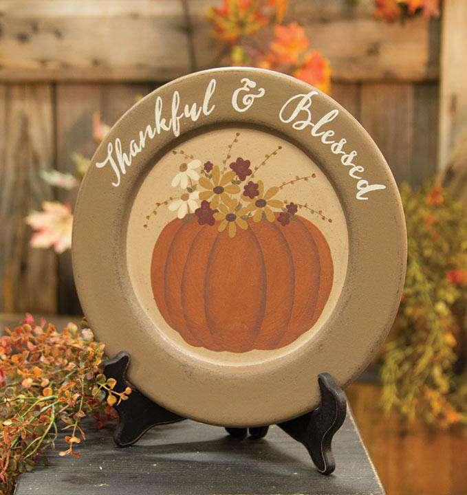 Thankful & Blessed Pumpkin Plate - The Fox Decor
