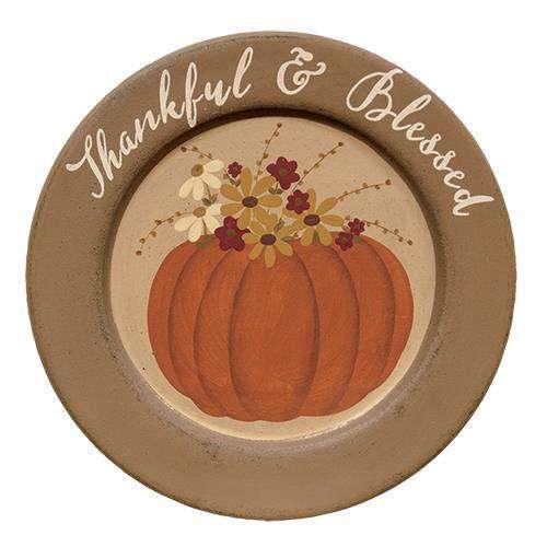 Thankful & Blessed Pumpkin Plate - The Fox Decor