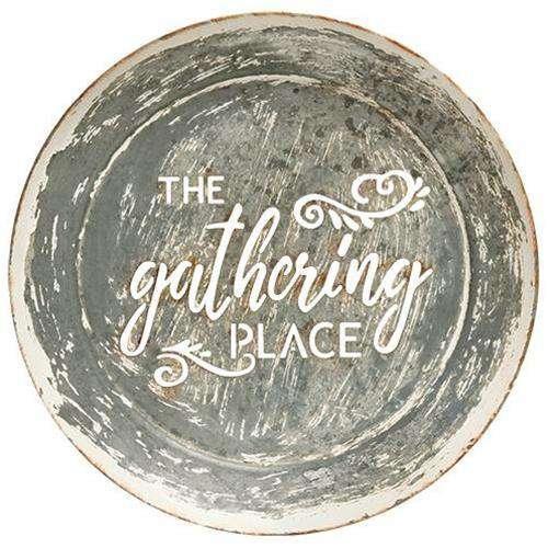 The Gathering Place Distressed Metal Wall Sign Metal Signs CWI+ 