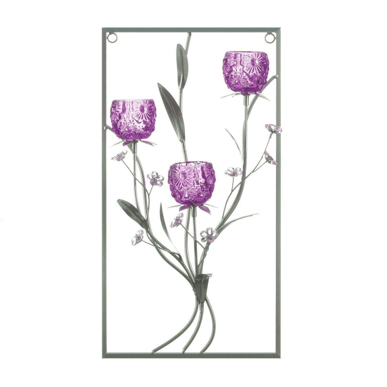 Three Candle Magenta Flower Wall Sconce Gallery of Light 
