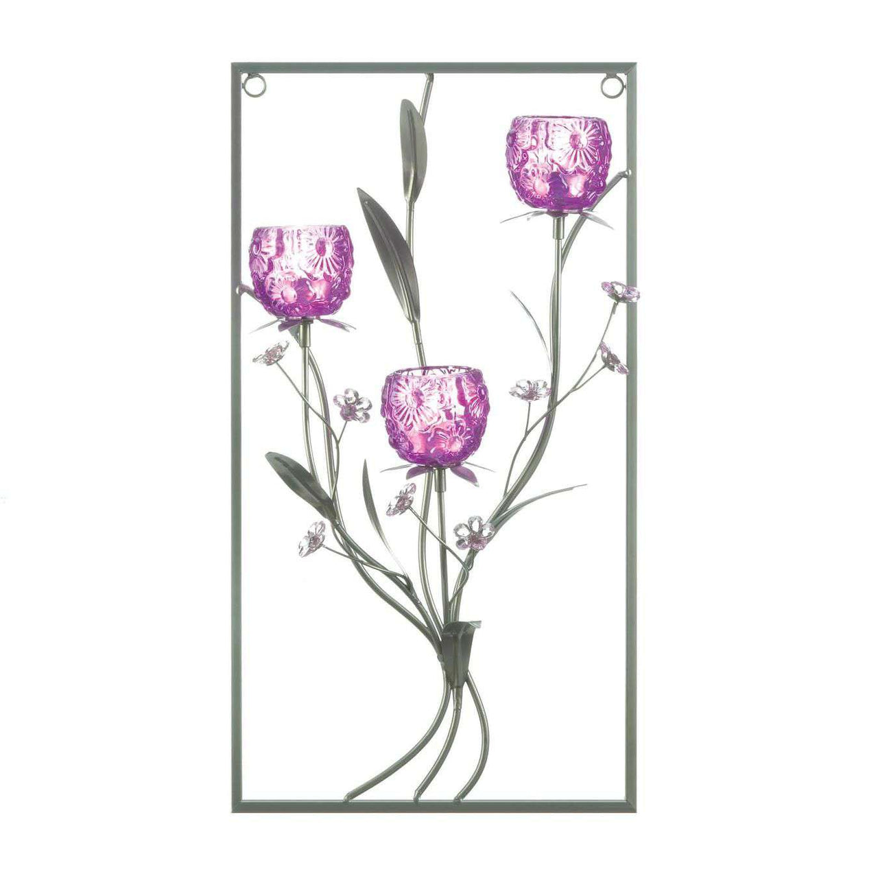 Three Candle Magenta Flower Wall Sconce Gallery of Light 