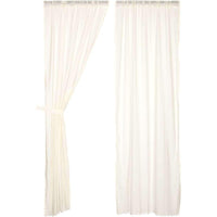Tobacco Cloth Antique White Panel Curtain Fringed Set of 2 84x40 VHC Brands - The Fox Decor