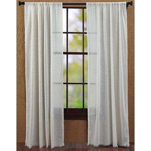 Tobacco Cloth Antique White Panel Curtain Fringed Set of 2 84x40 VHC Brands Curtains VHC Brands 