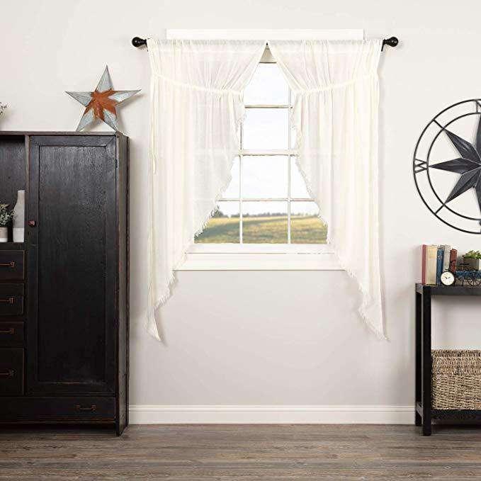 Tobacco Cloth Antique White Prairie Curtain Set of 2 63x36x18 - The Fox Decor