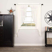 Thumbnail for Tobacco Cloth Antique White Prairie Curtain Set of 2 63x36x18 - The Fox Decor