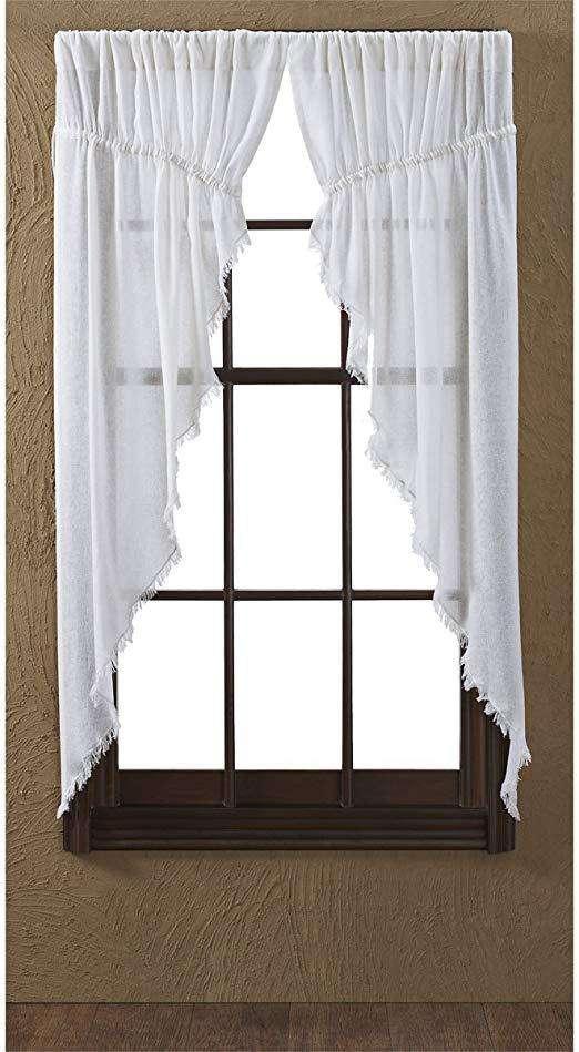 Tobacco Cloth Antique White Prairie Curtain Set of 2 63x36x18 curtains VHC Brands 