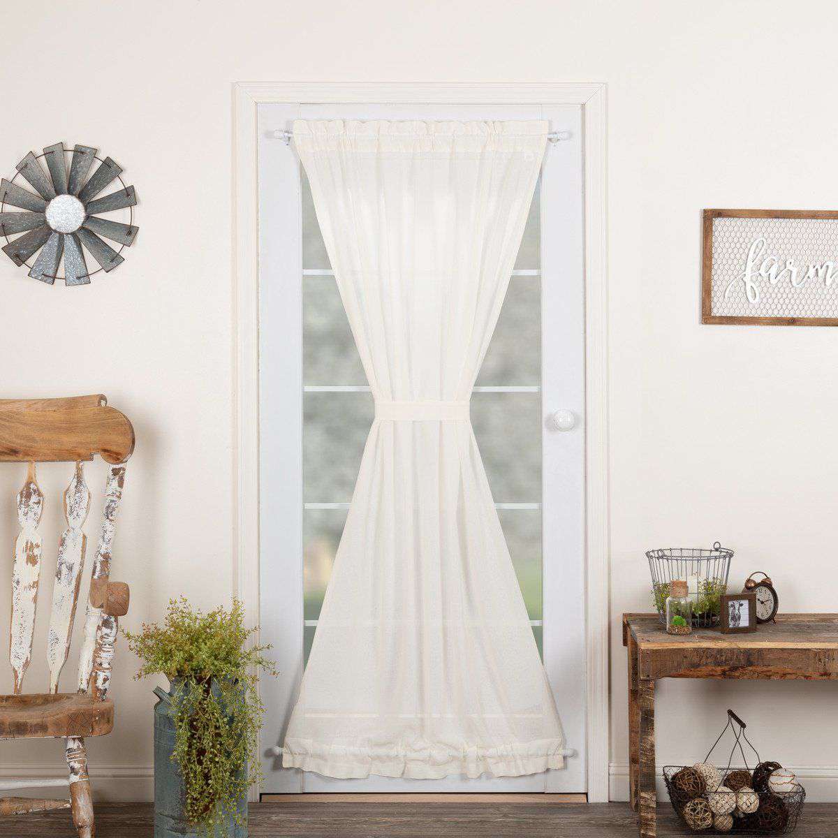 Tobacco Cloth Khaki/Antique White/Natural Door Panel 72