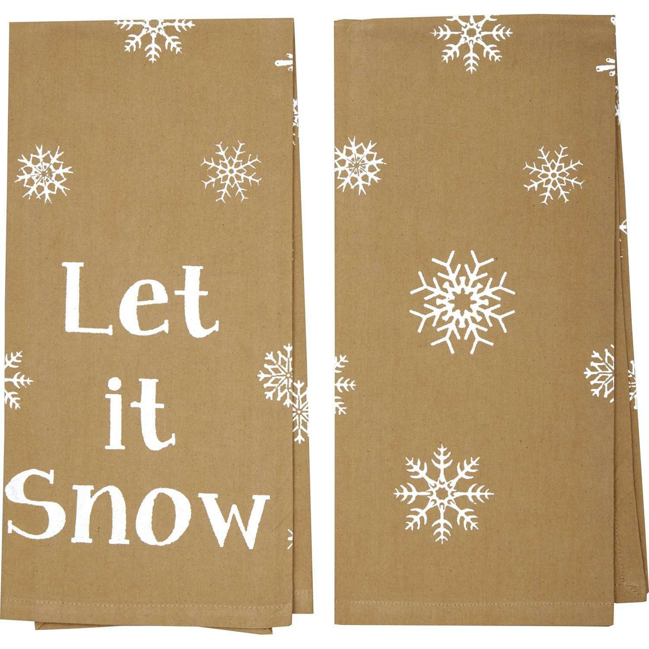 Snowflake Burlap Natural Let It Snow Tea Towel Set of 2 19x28 VHC Brands - The Fox Decor