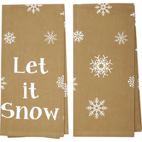 Thumbnail for Snowflake Burlap Natural Let It Snow Tea Towel Set of 2 19x28 VHC Brands - The Fox Decor