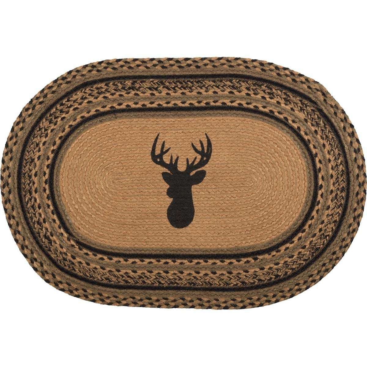 Trophy Mount Jute Braided Rug Oval rugs VHC Brands 20x30 inch 
