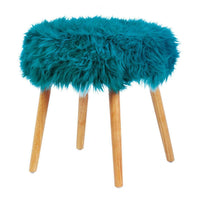 Thumbnail for Turquoise Faux Fur Stool - The Fox Decor