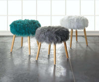 Thumbnail for Turquoise Faux Fur Stool - The Fox Decor