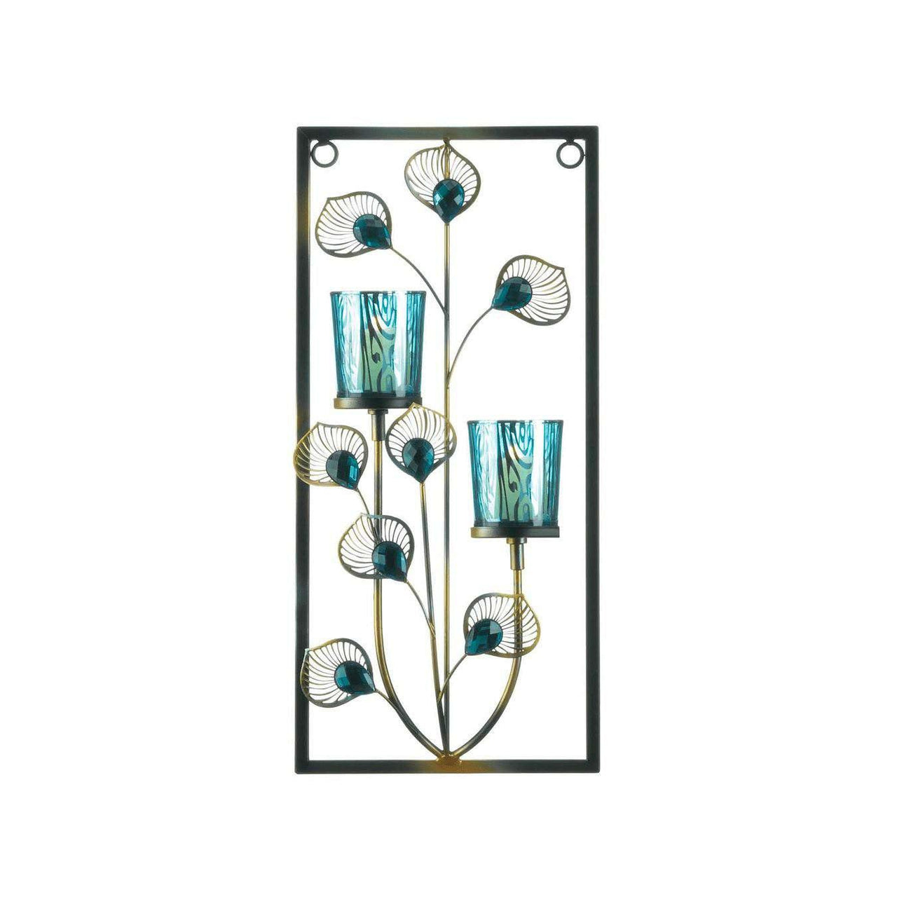 Two Candle Peacock Wall Sconce - The Fox Decor