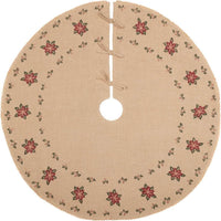 Jute Burlap Poinsettia Christmas Tree Skirt 48 VHC Brands - The Fox Decor